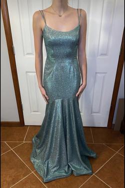 Sheri Hill Green Size 2 Teal Spaghetti Strap Train Dress on Queenly