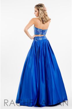 Style 7525 Rachel Allan Royal Blue Size 10 Tall Height Silk Ball gown on Queenly