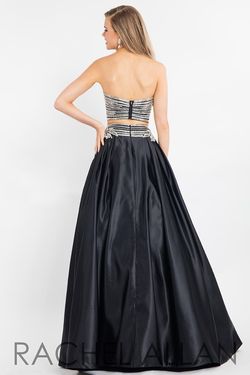 Style 7525 Rachel Allan Black Size 2 Tall Height Prom Two Piece Strapless Ball gown on Queenly