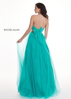 Style 6437 Rachel Allan Green Size 6 Two Piece Pageant Side slit Dress on Queenly