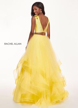 Style 6412 Rachel Allan Yellow Size 6 Pageant Prom Beaded Top Ball gown on Queenly