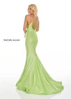Style 7118 Rachel Allan Green Size 0 Corset Spaghetti Strap Floor Length Military Mermaid Dress on Queenly