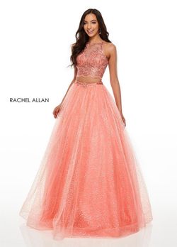Style 7025 Rachel Allan Orange Size 0 Floor Length Embroidery Ball gown on Queenly