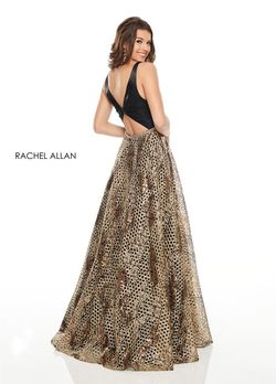 Style 7031 Rachel Allan Black Size 10 Prom V Neck Silk Ball gown on Queenly