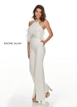 Style L1265 Rachel Allan White Size 2 Bachelorette Office Halter Jumpsuit Dress on Queenly