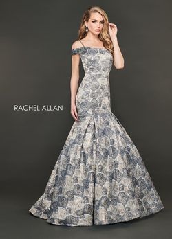 Style 8401 Rachel Allan Gold Size 0 Floor Length Navy Tall Height Mermaid Dress on Queenly
