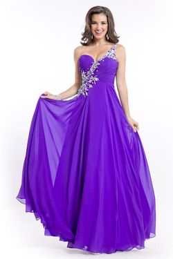 Style 6546 Rachel Allan Purple Size 6 Embroidery Sequin Military A-line Dress on Queenly