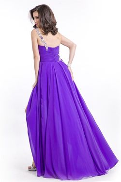 Style 6546 Rachel Allan Purple Size 6 Tulle Sequined Floor Length One Shoulder A-line Dress on Queenly