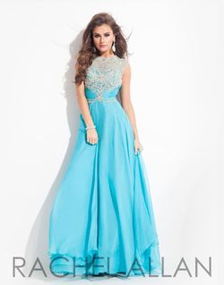 Style 6816 Rachel Allan Blue Size 00 Turquoise Black Tie A-line Dress on Queenly