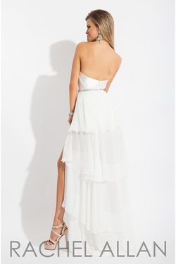 Style 7626 Rachel Allan White Size 4 Overskirt Strapless Mini Jumpsuit Dress on Queenly