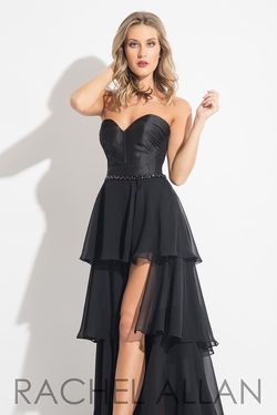 Style 7626 Rachel Allan Black Size 4 High Low Overskirt Homecoming Jumpsuit Dress on Queenly
