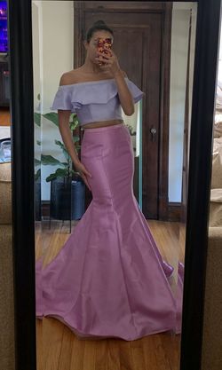 Ellie Wilde Purple Size 6 Floor Length Military Mermaid Dress on Queenly