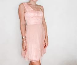 BCBG Pink Size 0 Homecoming Bridesmaid Sheer One Shoulder Cocktail Dress on Queenly
