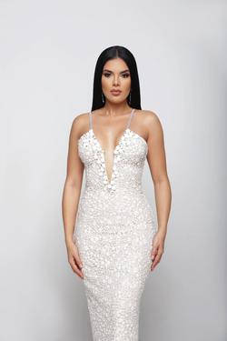Fernando Wong White Size 2 Fully-beaded Nude Straight Dress on Queenly