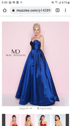 MAC DUGGAL  Royal Blue Size 0 Strapless Bustier Prom A-line Dress on Queenly