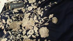 CACHET  Blue Size 10 Halter Embroidery Sorority Formal Sheer Ball gown on Queenly