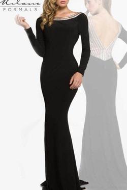 Milano Formals Black Size 6 Fitted Long Sleeve Boat Neck Straight Dress on Queenly