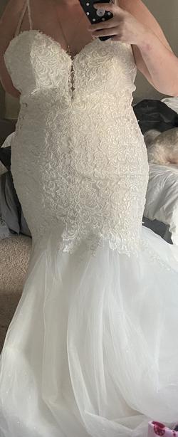 Mori Lee White Size 20 Sheer Strapless Mermaid Dress on Queenly