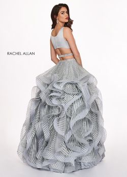 Style 6427 Rachel Allan Silver Size 2 Satin Ruffles Tall Height Silk Ball gown on Queenly