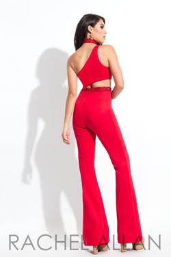 Style L1161 Rachel Allan Red Size 4 Prom High Neck Tall Height Jumpsuit Dress on Queenly