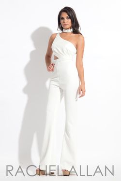 Style L1161 Rachel Allan White Size 4 Fun Fashion Tall Height Jumpsuit Dress on Queenly