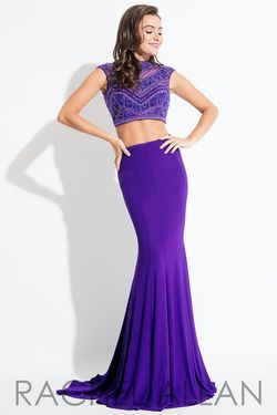 Style 2076 Rachel Allan Purple Size 4 Beaded Top Tall Height Prom Mermaid Dress on Queenly