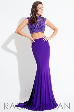 Style 2076 Rachel Allan Purple Size 4 Beaded Top Pageant Embroidery Mermaid Dress on Queenly