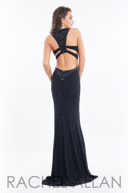 Style 7674 Rachel Allan Black Size 4 Floor Length Sequined Jersey Mermaid Dress on Queenly
