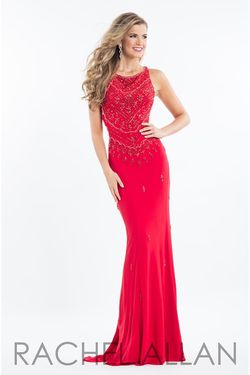 Style 7674 Rachel Allan Red Size 4 Jersey Prom Black Tie Pageant Mermaid Dress on Queenly