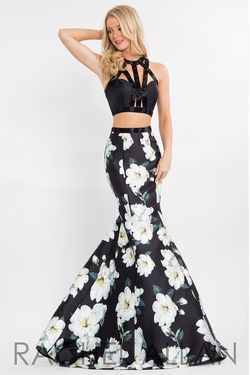 Style 7539 Rachel Allan Black Size 6 Floral Floor Length Cut Out Mermaid Dress on Queenly