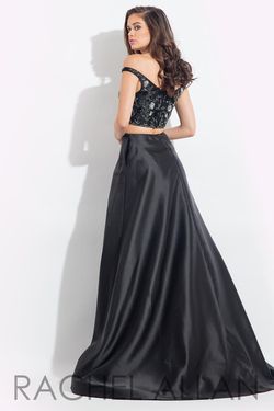 Style 6081 Rachel Allan Black Size 12 Floor Length Silk Ball gown on Queenly