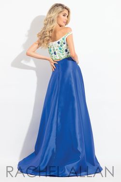 Style 6081 Rachel Allan Blue Size 6 Pageant Silk Ball gown on Queenly