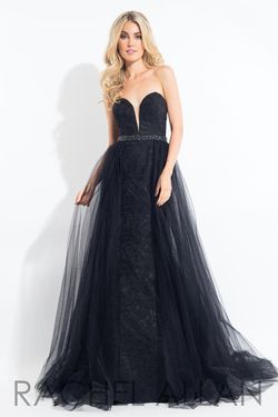 Style 6004 Rachel Allan Black Size 8 Tall Height Strapless Prom Ball gown on Queenly