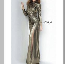 Jovani Gold Size 0 High Neck Bridesmaid Fitted Prom Cocktail Dress on Queenly