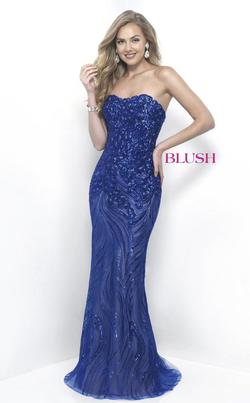 Blush Royal Blue Size 6 Nude Strapless Prom Straight Dress on Queenly