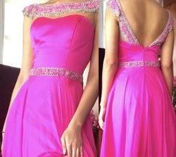 Sherri Hill Pink Size 4 Straight Embroidery A-line Dress on Queenly