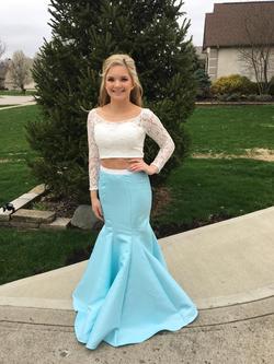 Tiffany Designs Blue Size 8 Sheer Prom Mermaid Dress on Queenly