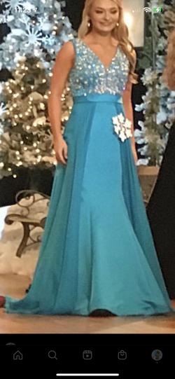 Ashley Lauren Blue Size 2 Prom Cape Mermaid Dress on Queenly