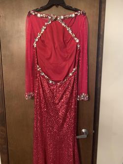 Alyce Paris Red Size 12 Cut Out Sheer Prom Side slit Dress on Queenly