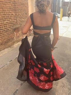 Sherri Hill Black Size 0 Halter Short Height Floral Mermaid Dress on Queenly