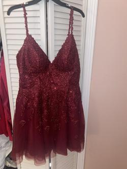 Sherri Hill Red Size 16 Spaghetti Strap Lace Cocktail Dress on Queenly