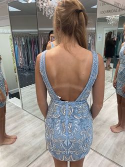 Sherri Hill Blue Size 2 Homecoming Fully-beaded Cocktail Dress on Queenly