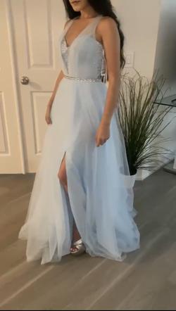 Camille La Vie Blue Size 0 Silver Belt Ball gown on Queenly