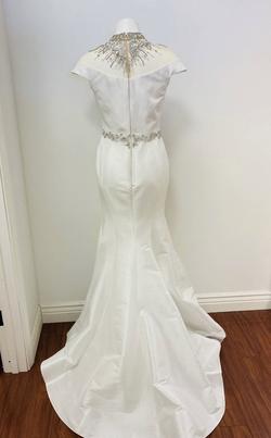 Envious Couture White Size 8 Sheer Train Prom Side slit Dress on Queenly