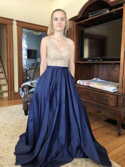 Promgirl Blue Size 4 Navy Prom Girl Train Dress on Queenly