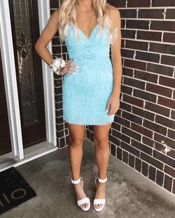 Sherri Hill Light Blue Size 0 Homecoming Fully-beaded Speakeasy Cocktail Dress on Queenly