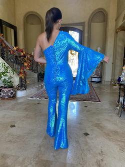 Ashley Lauren Blue Size 4 Jumpsuit Dress on Queenly
