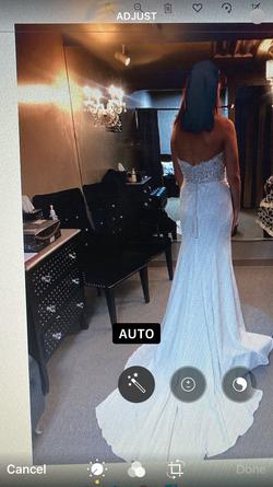 Jasmine White Size 8 Train Strapless Prom Mermaid Dress on Queenly