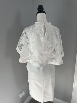 Europe style White Size 2 Silk Cape Sequin High Neck Cocktail Dress on Queenly