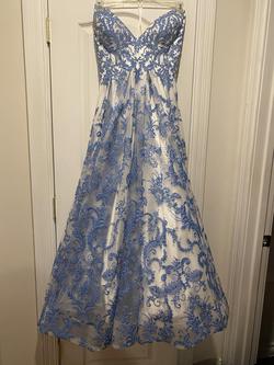 Sherri Hill Blue Size 16 Strapless Corset Prom Ball gown on Queenly
